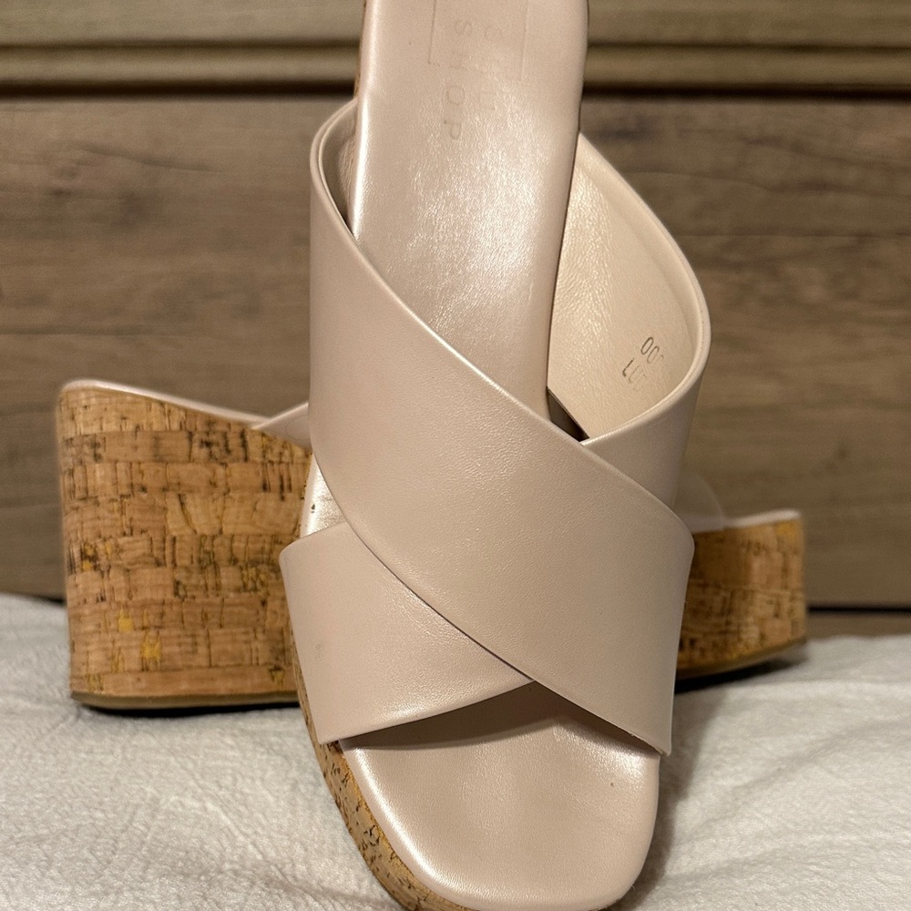 ShuShop Nude Cross-Strap Wedges